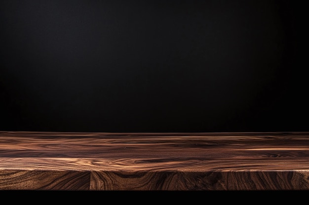 Wooden Table Against Dark Background