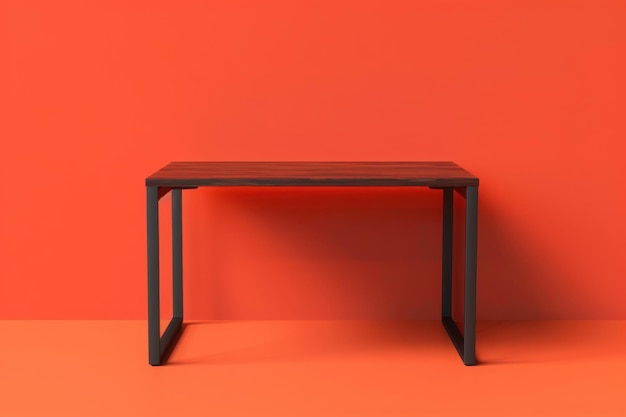 Photo wooden table against orange wall