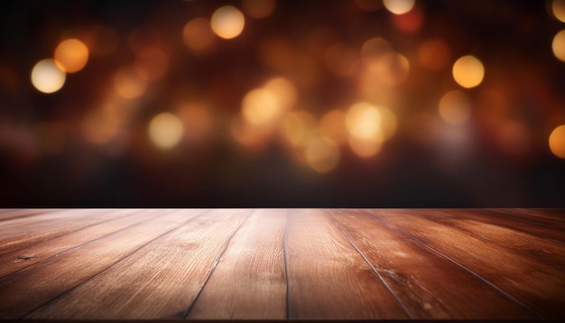 wooden table blur background Wooden table for resturant