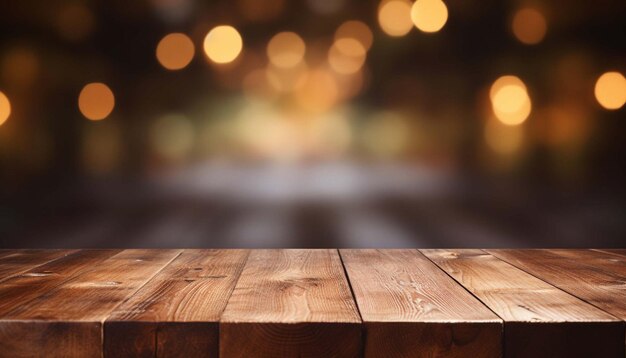 wooden table blur background Wooden table for resturant