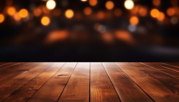 wooden table blur background Wooden table for resturant