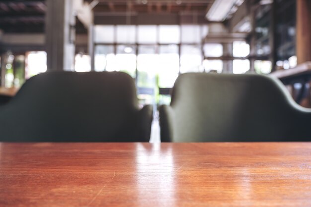 Wooden table and chairs in cafe