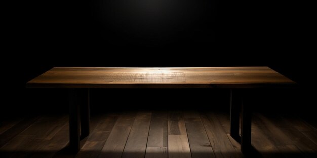 Wooden table copy space blurred background AI Generated