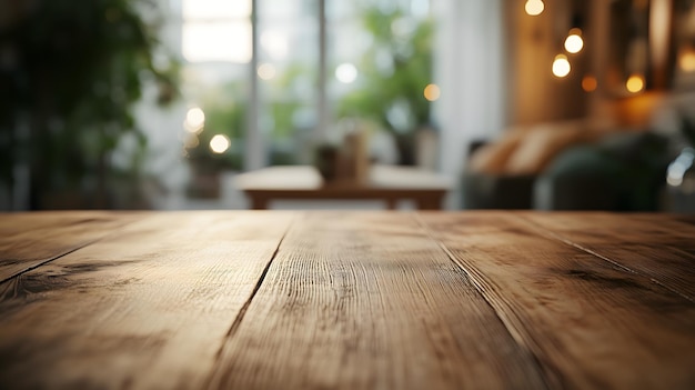 Wooden Table in Cozy Living Room Setting