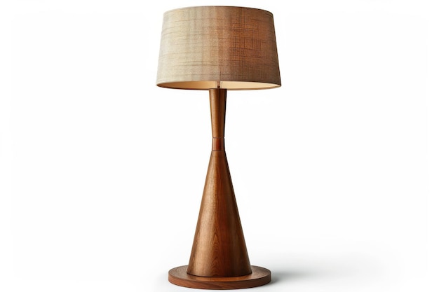 Wooden Table Lamp With Beige Linen Shade