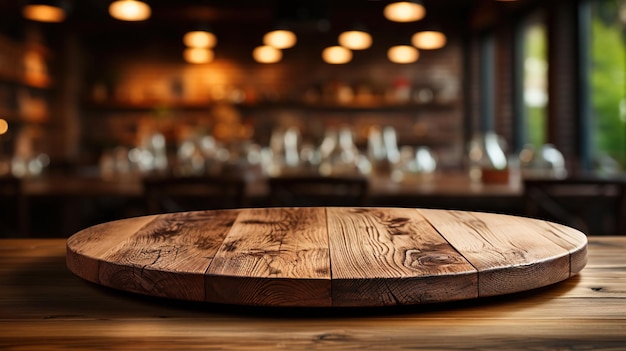 Wooden Table Mockup Front View of Light Brown Oak Table for Product Placement