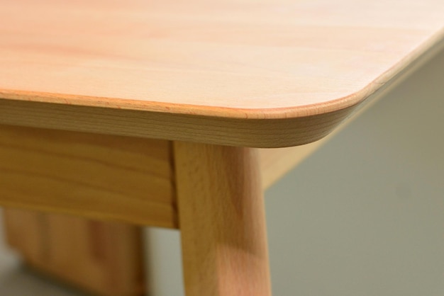 Wooden table surface Natural wood furniture close view