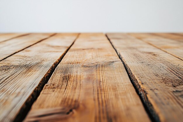 Wooden Table Surface with White Background