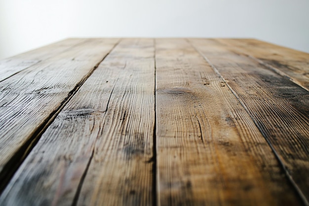 Wooden Table Surface with White Background