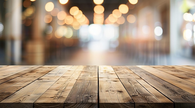 wooden table top with blurred abstract background for product display and presentation modern desig