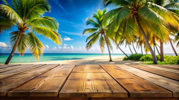 Wooden Table on Tropical Beach