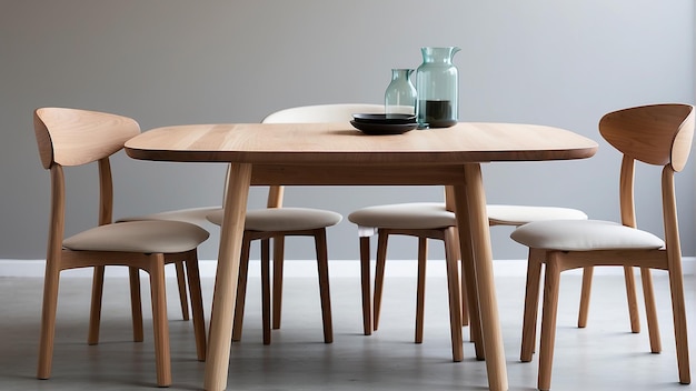 A wooden table with 4 chairs