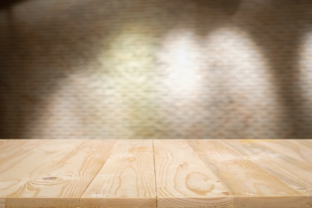 wooden table with blurred background