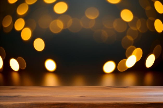 Wooden table with blurred background