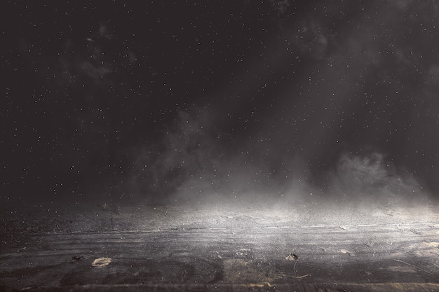 Wooden table with dark background