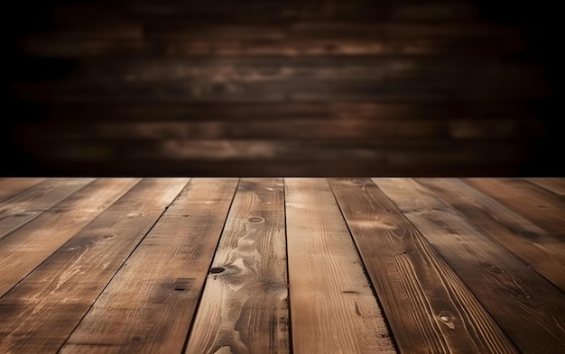 Wooden table with a dark background.