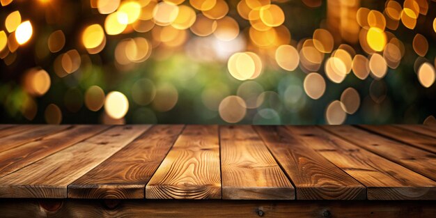 Photo wooden table with dark blurred background