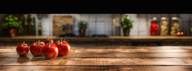 A wooden table with an empty space for product display