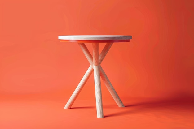 Wooden Table With Orange Trim on Orange Background