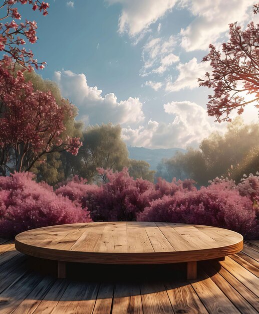 a wooden table with a round table and a round table with the words  the word  on it