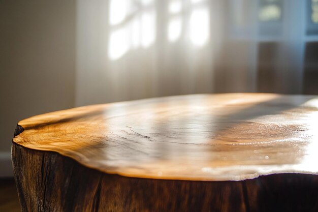 a wooden table with a round top that says quot the top quot