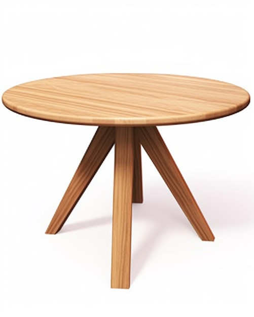 a wooden table with a round top and three legs generative ai