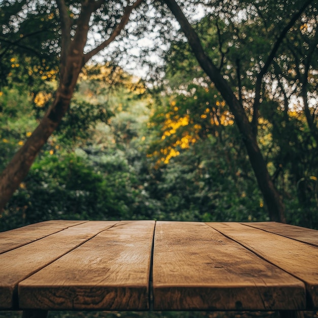 a wooden table with a sign that says  the word  on it