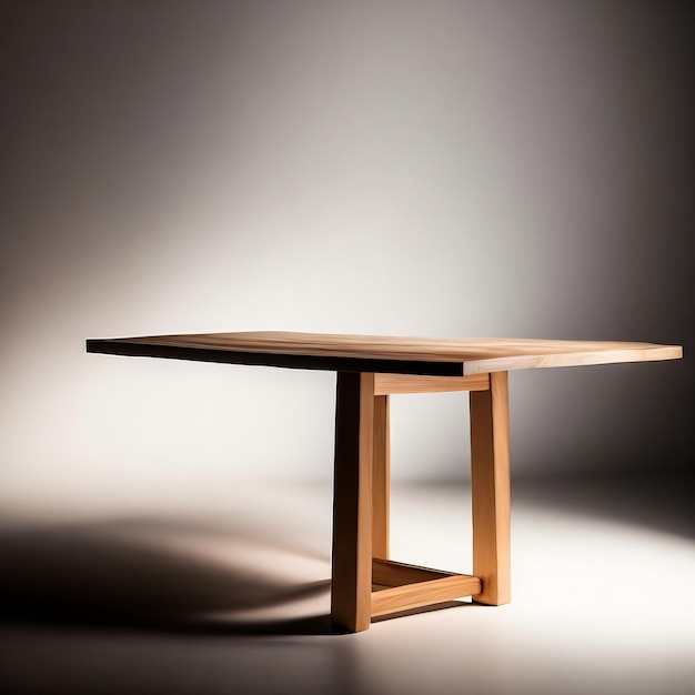 A wooden table with a single section of the top that has the word " on it.