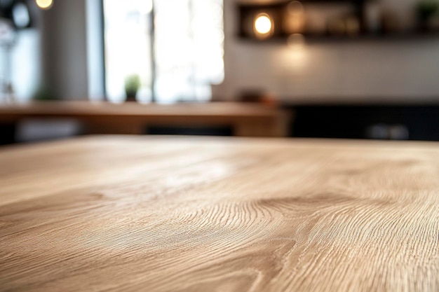 a wooden table with a window behind it that says  a  on it