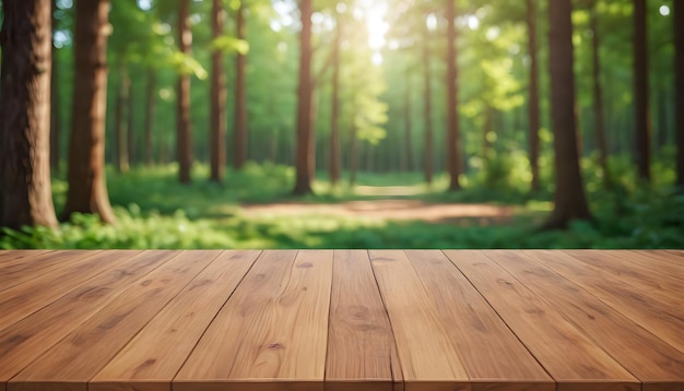 Wooden Tabletop in Forest Setting