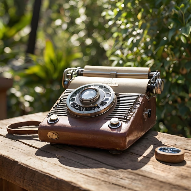 Photo a wooden telephone with the number 8 on it