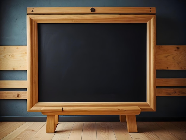 Photo a wooden television with a black board on the wall