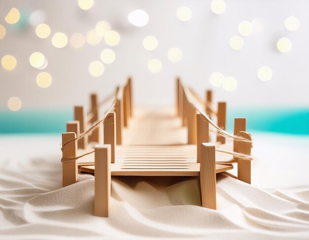 Photo a wooden toy is on a white cloth with a wooden sled that says quot wooden sled quot