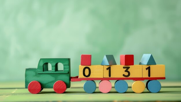 Wooden Toy Truck Carrying Number Blocks