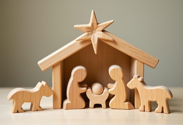 a wooden toy with a star on the top of it