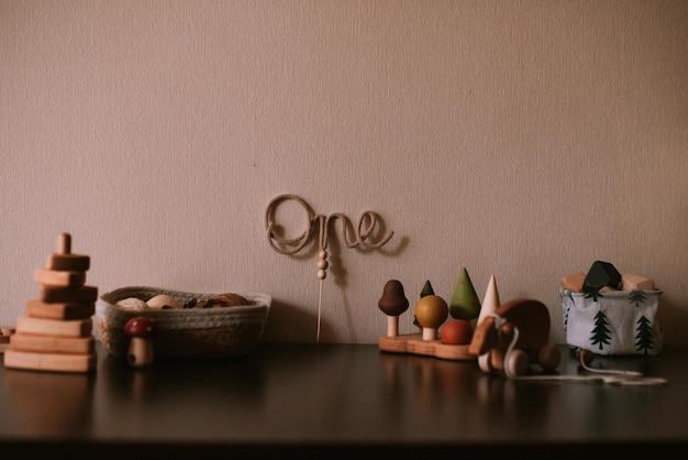 Wooden toys in children's room