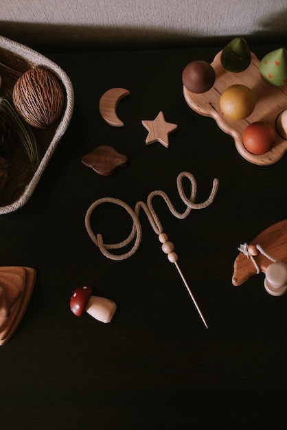 Wooden toys in children's room