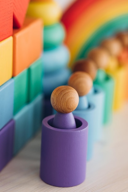 Wooden toys isolated on white background