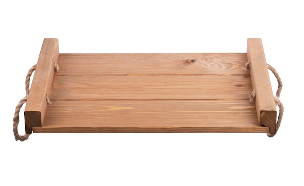 Wooden tray on a white background