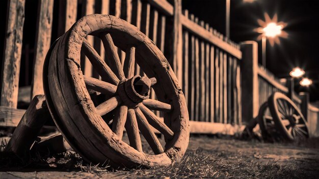 Photo a wooden wagon wheel with a wooden wheel on it