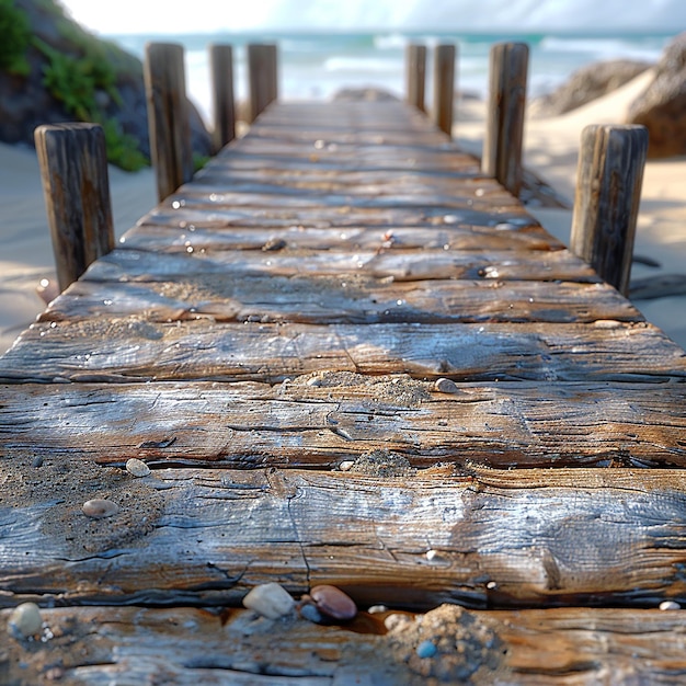 Wooden Walkway in Beach Sand