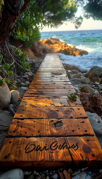 Photo wooden walkway in beach sand