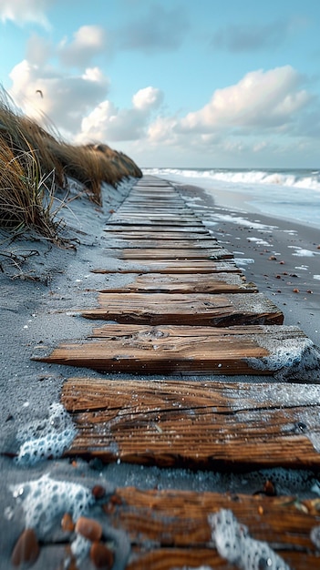 Photo wooden walkway in beach sand