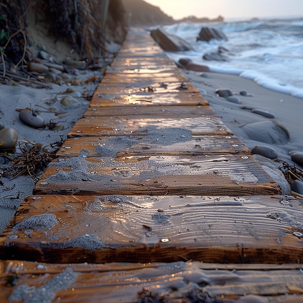 Photo wooden walkway in beach sand