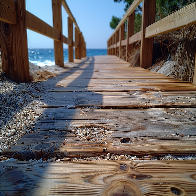 Wooden Walkway in Beach Sand