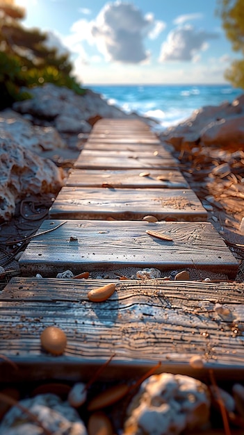 Photo wooden walkway in beach sand