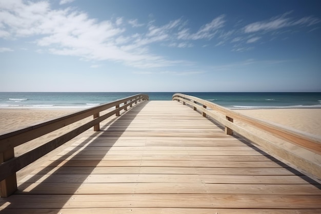 Wooden walkway at the beach in summer AI generated