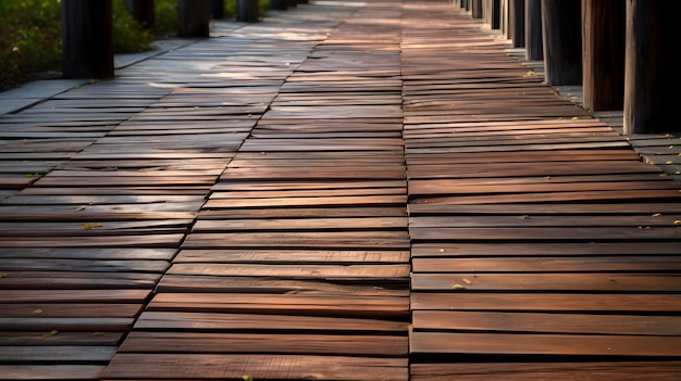 Wooden walkway in the park