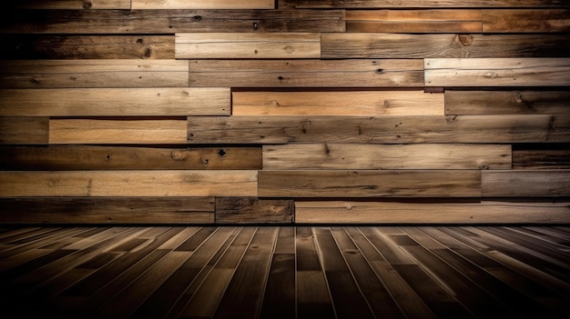 The wooden wall is made of natural wood generative ai