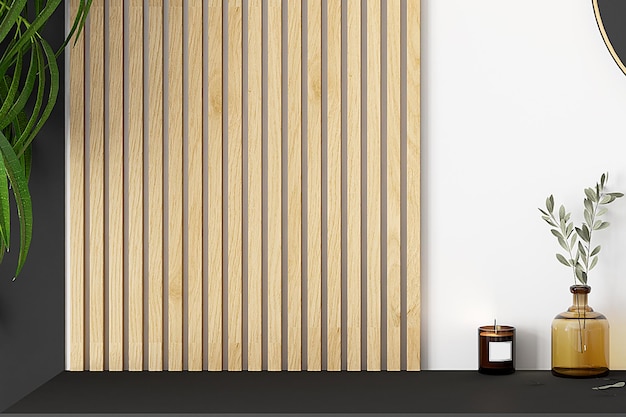 A wooden wall with a candle next to it